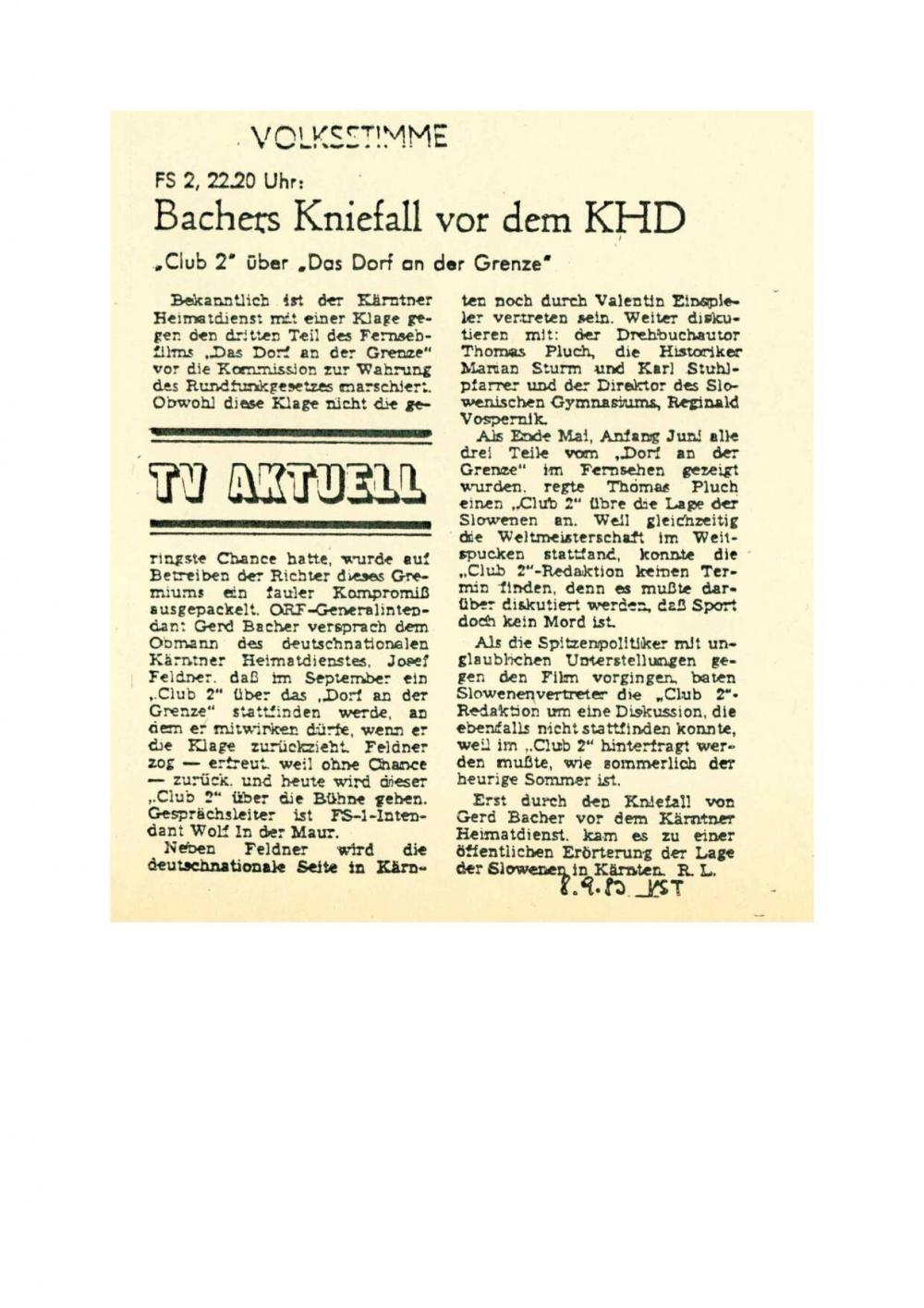 Bachers Kniefall vor dem KHD; »Club 2« ü... - nosilna