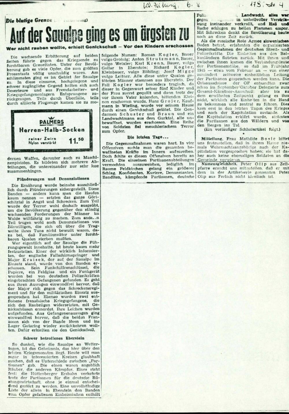 Die blutige Grenze (26. Fortsetzung): Auf der Saualpe ging es am ärgsten zu