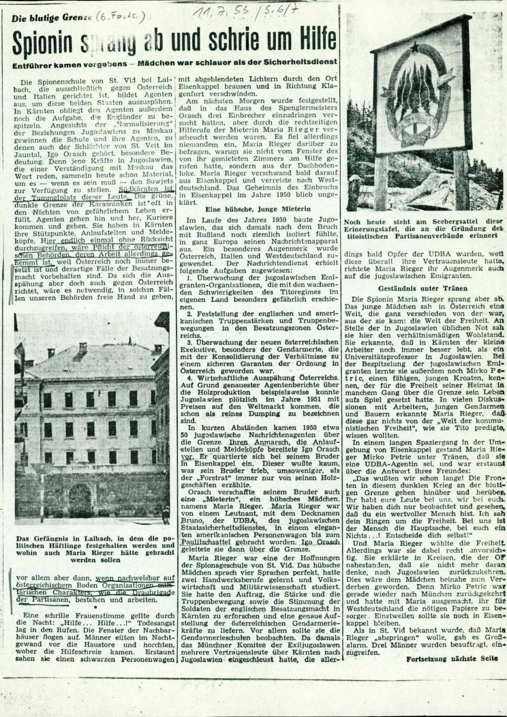 Die blutige Grenze (6. Fortsetzung): Spionin sprang ab und schrie um Hilfe