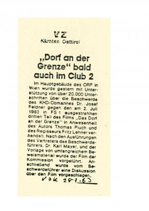„Dorf an der Grenze" bald auch im Club 2  - nosilna