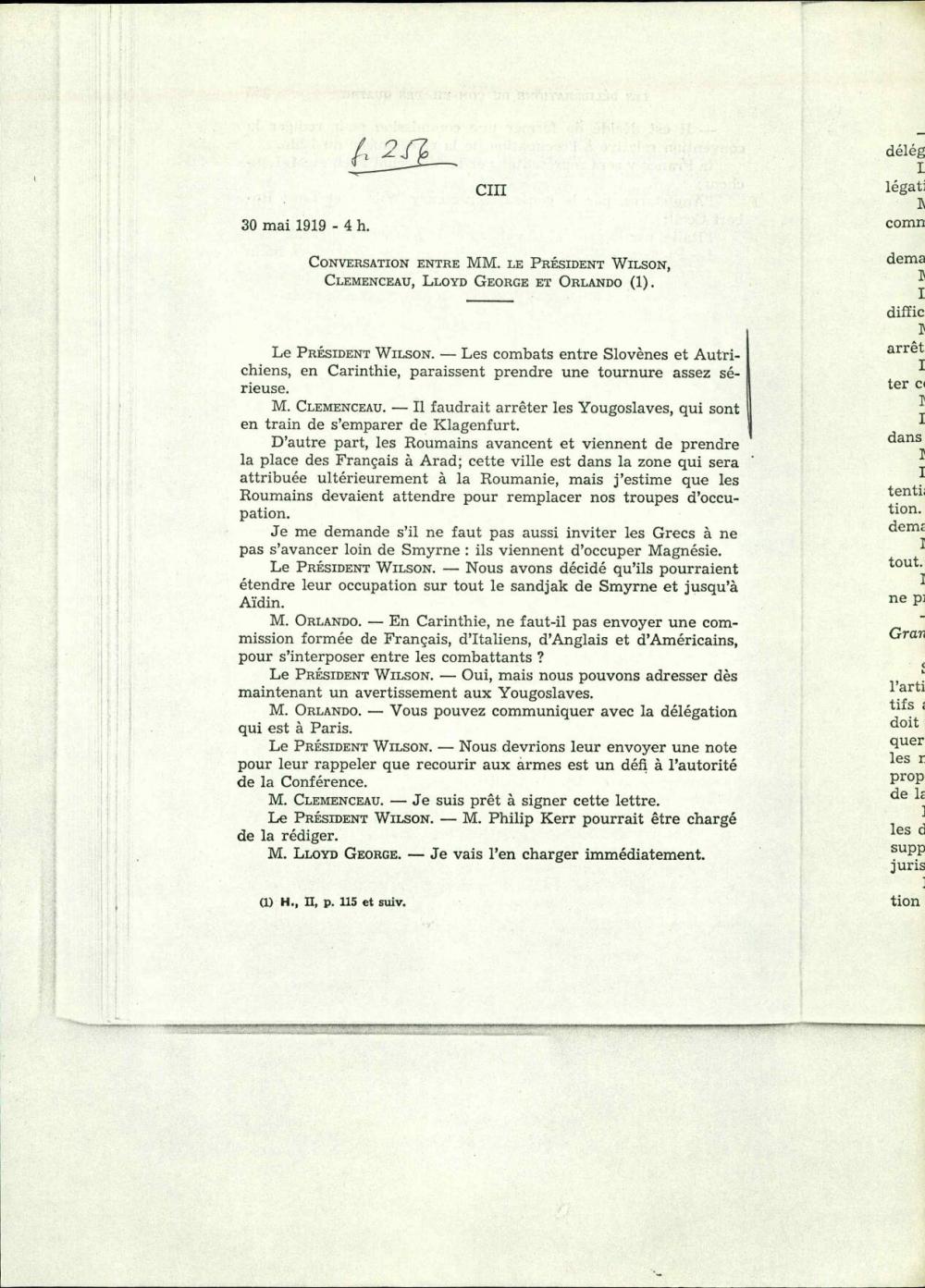 Les Délibérations du conseil des quatre: