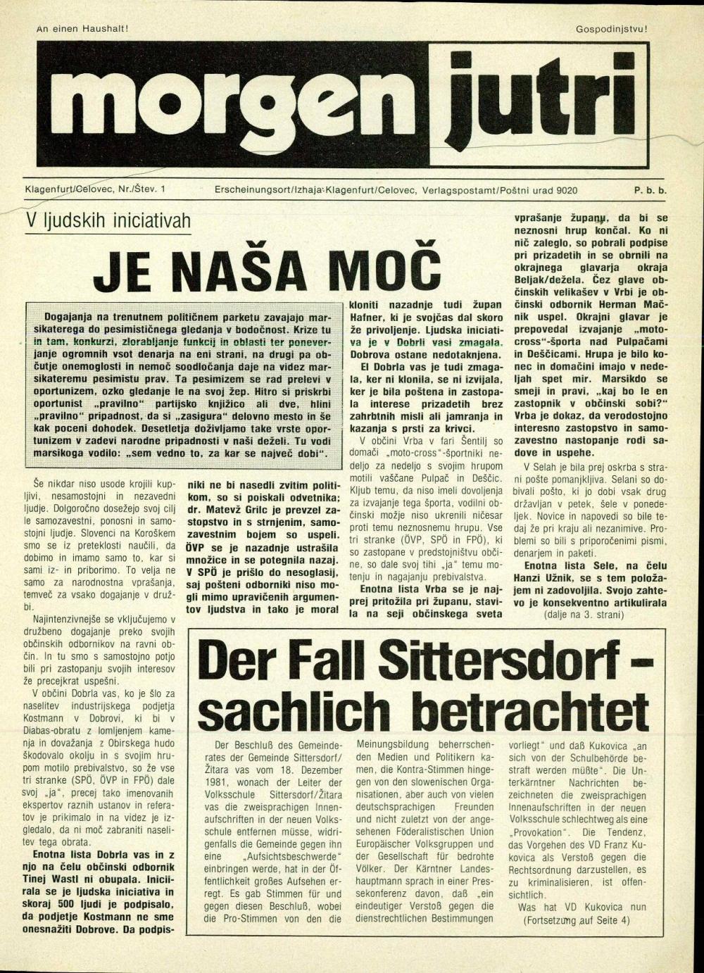 Morgen / Jutri, Nr. 1