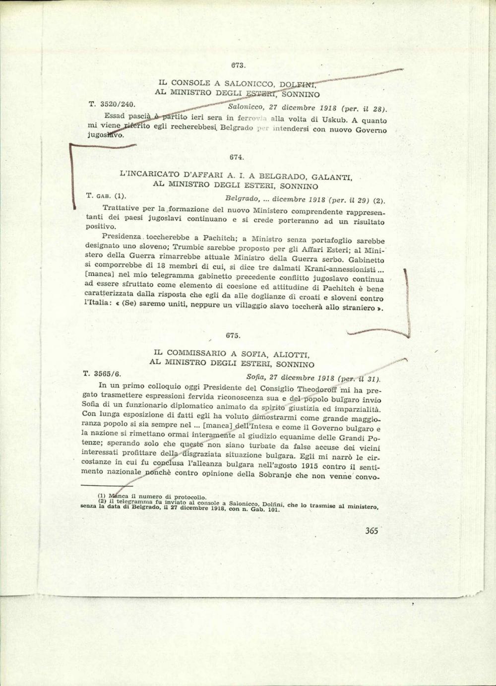 L' incaricato d'affari a. i. a Belgrado,... - nosilna