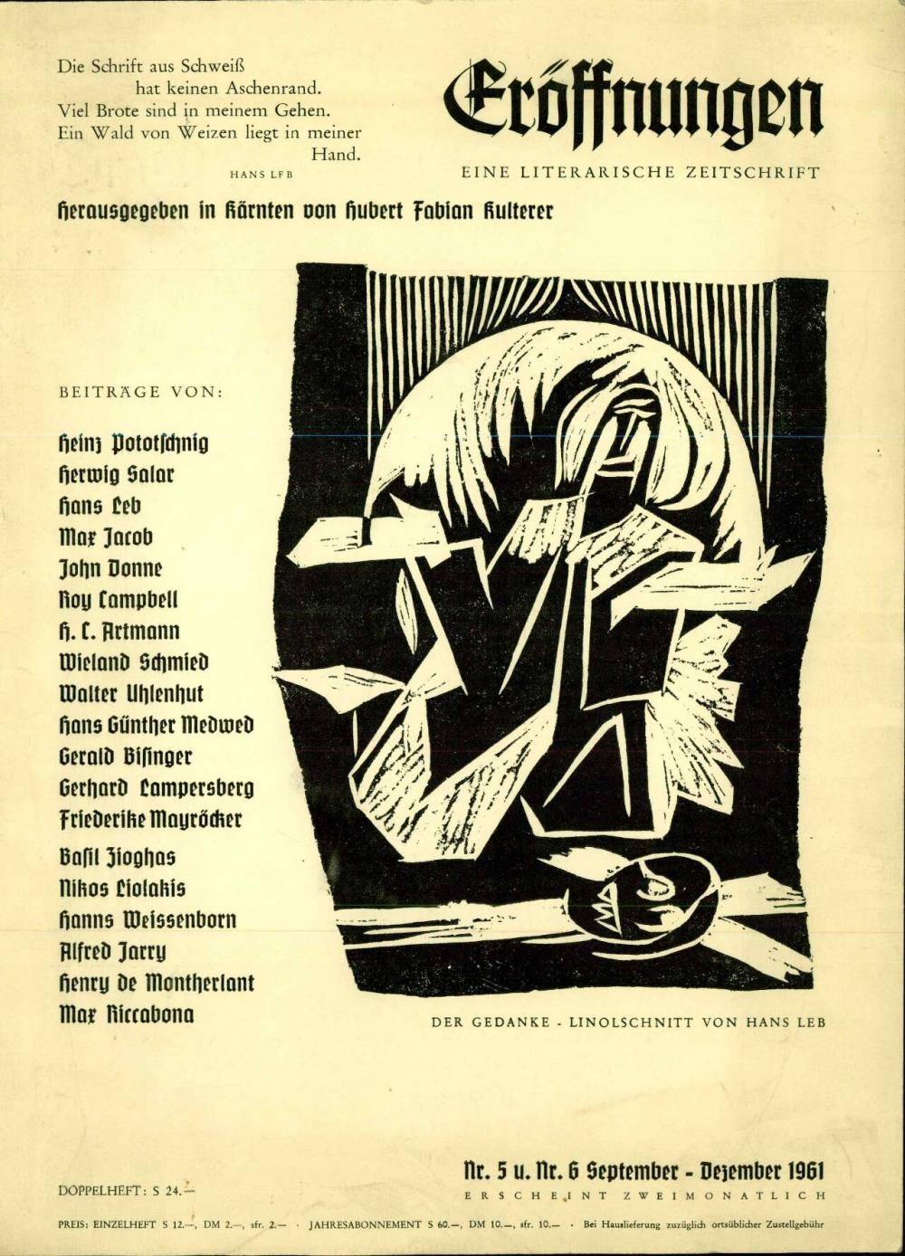 Eröffnungen : eine literarische Zeitschrift, Nr. 5 und Nr. 6