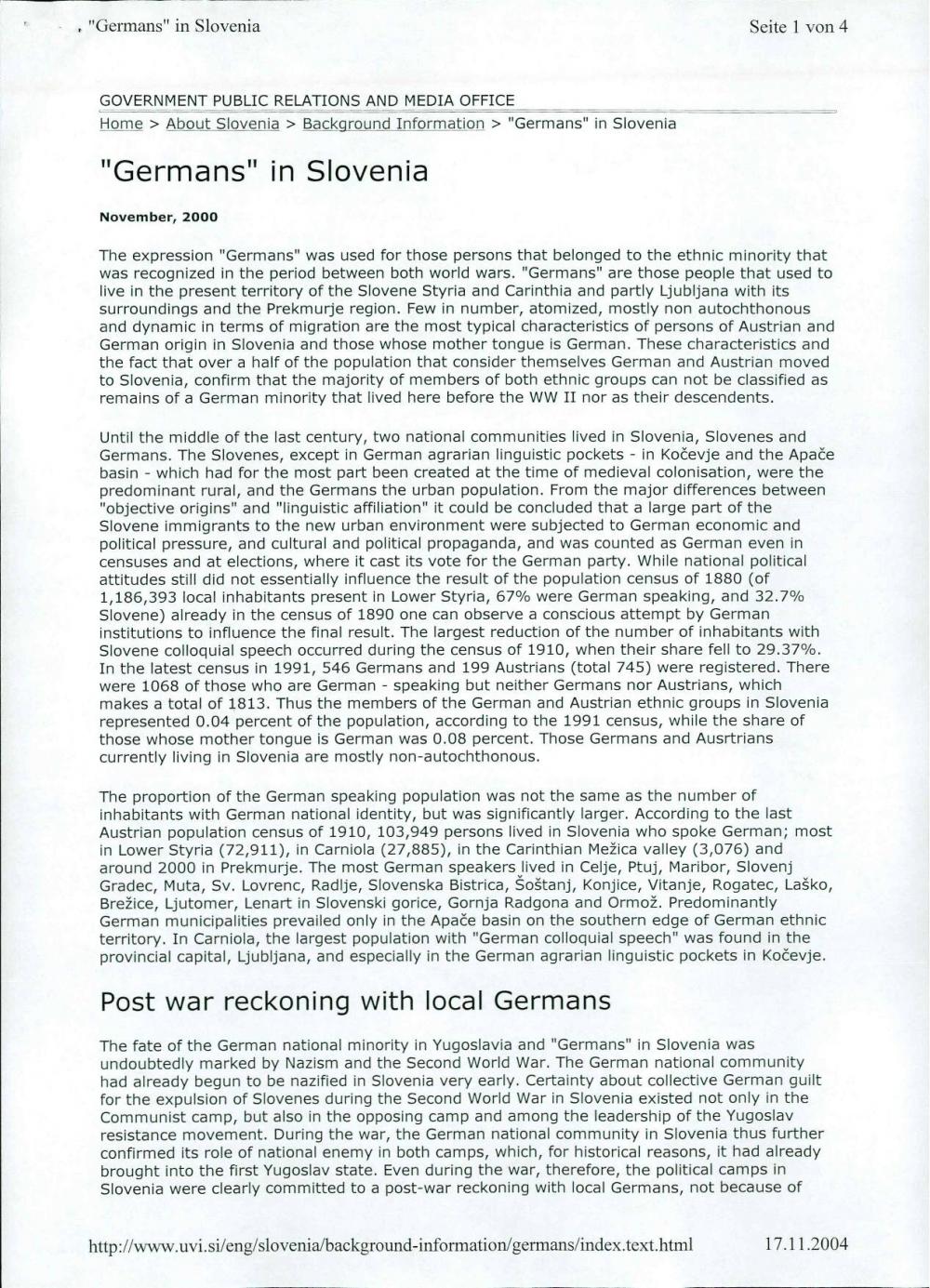 "Germans" in Slovenia