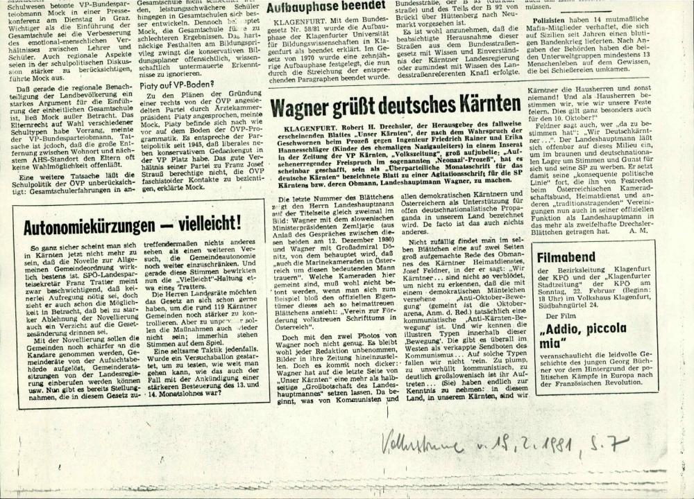 Wagner grüßt deutsches Kärnten