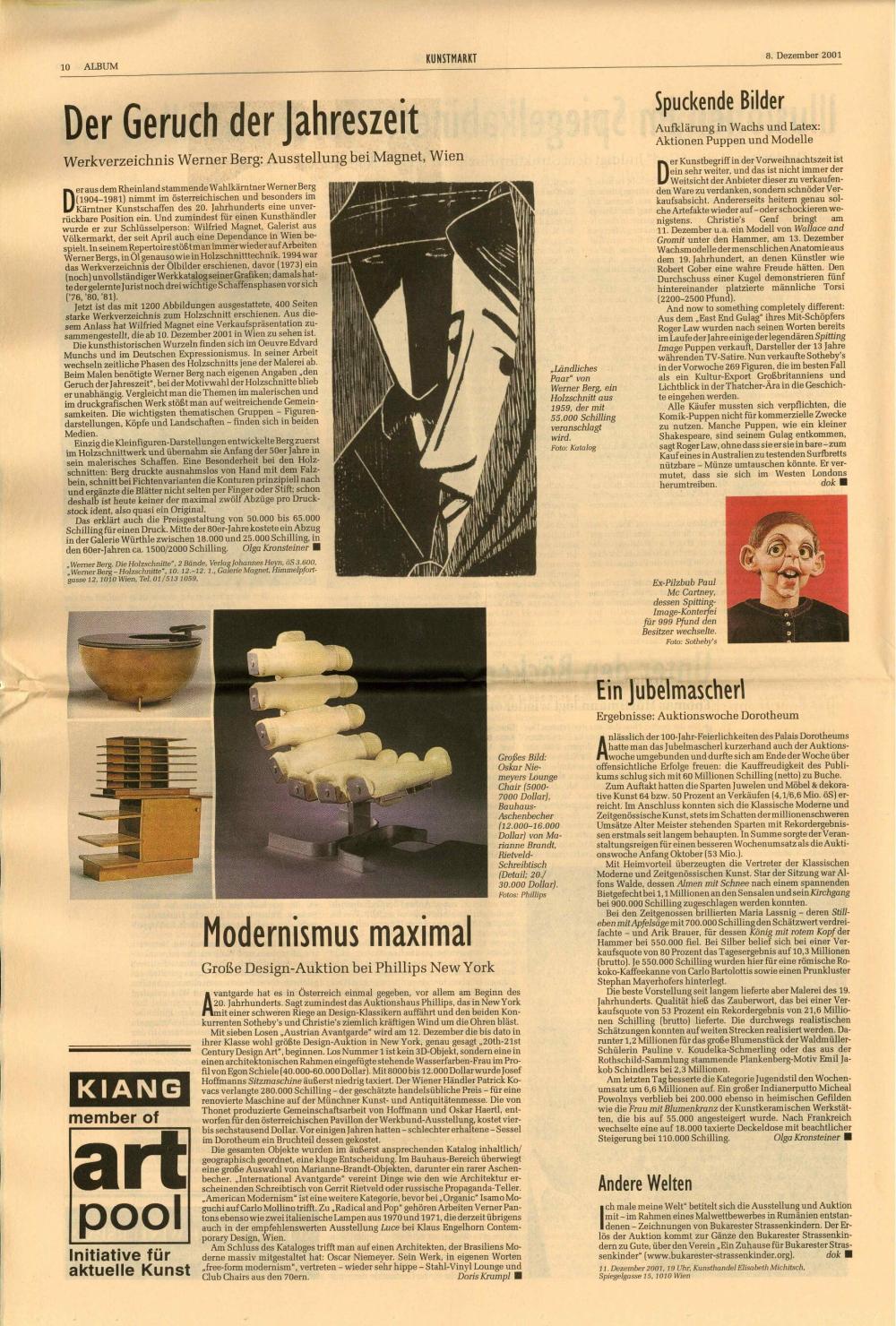 Der Geruch der Jahreszeit - Werkverzeichnis Werner Berg: Ausstellung bei Magnet, Wien