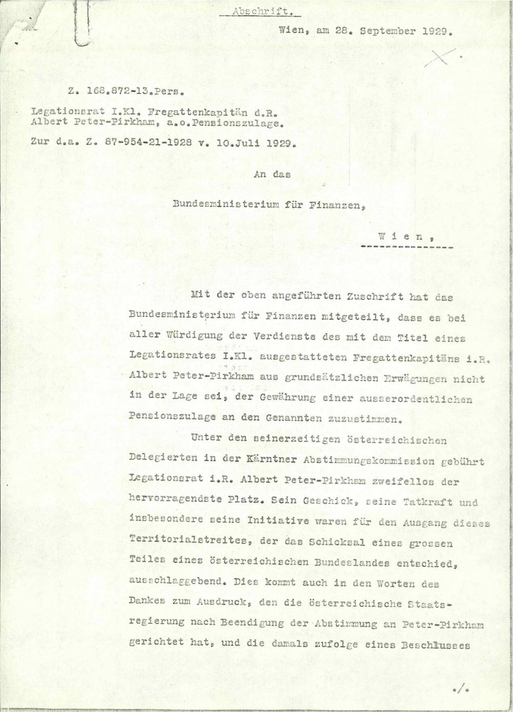 Dopis in obrazložitev o doprinosu Albert... - nosilna