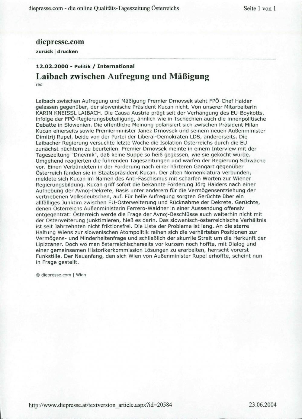 Laibach zwischen Aufregung und Mäßigung