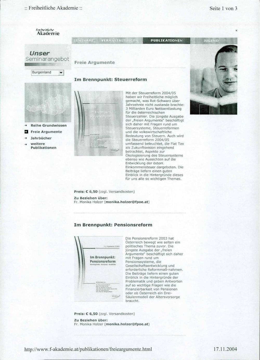 Nove knjige - Spletna stran Freiheitliche Akademie