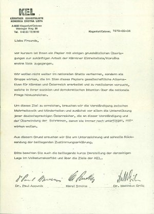 Pismo s cilje Koroške enotne liste  - nosilna