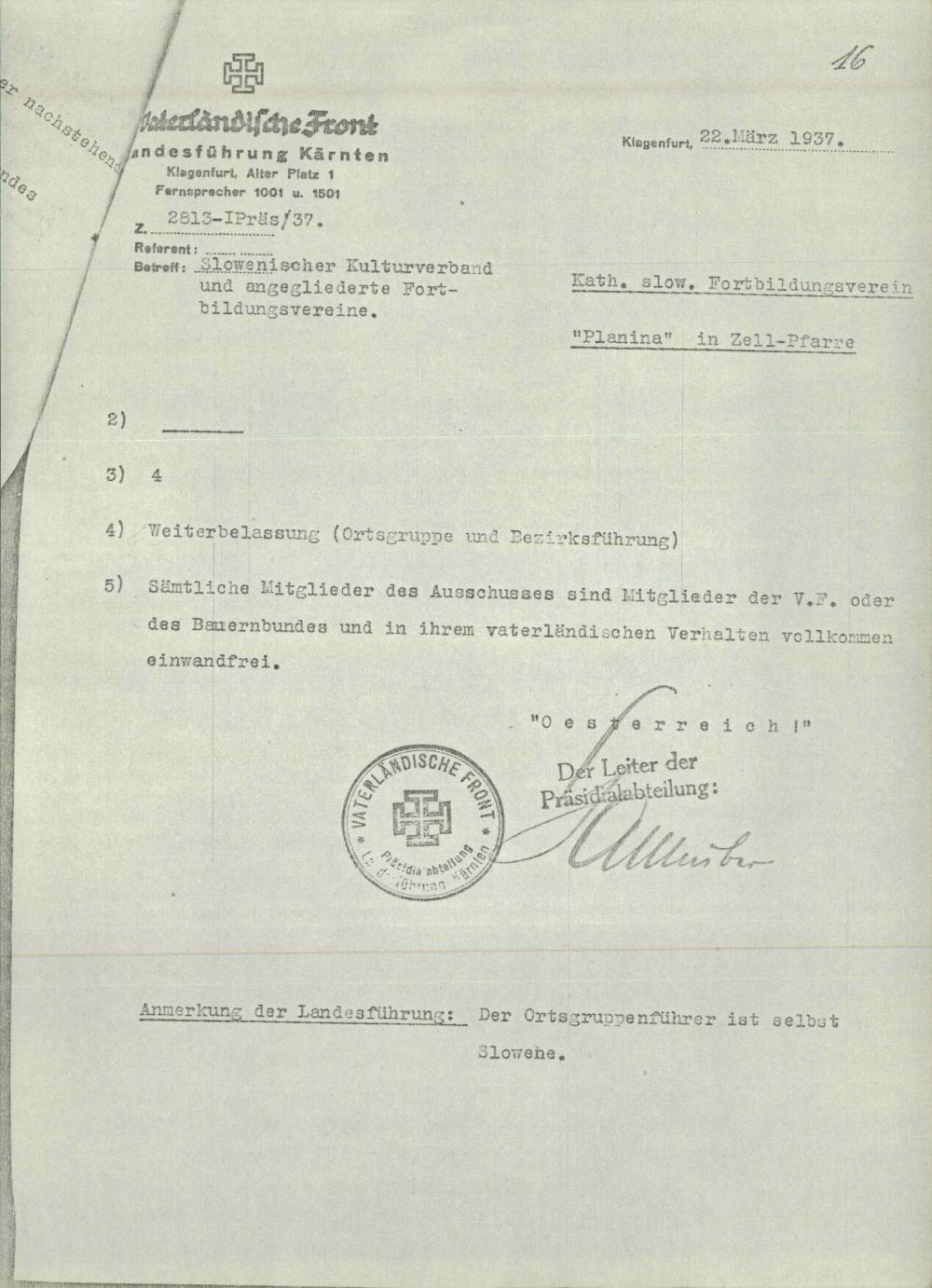 Poročilo: Katholisches slowenisches Fortbildungverein »Planina« in Zell - Pfarre
