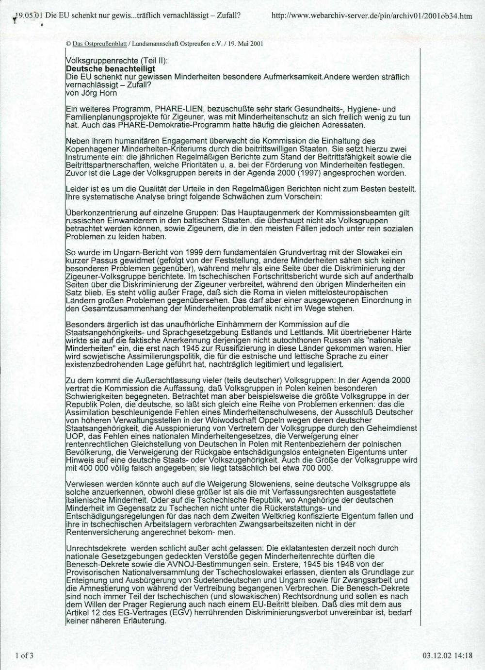 Volksgruppenrechte (Teil II): Deutsche benachteiligt
