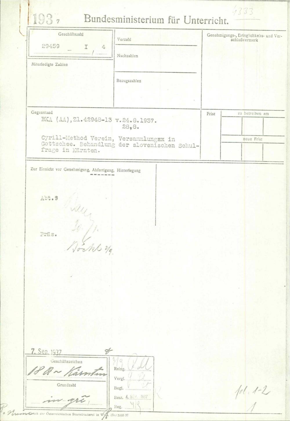 Cyrill-Method Verein, Versammlung in Gottschee
