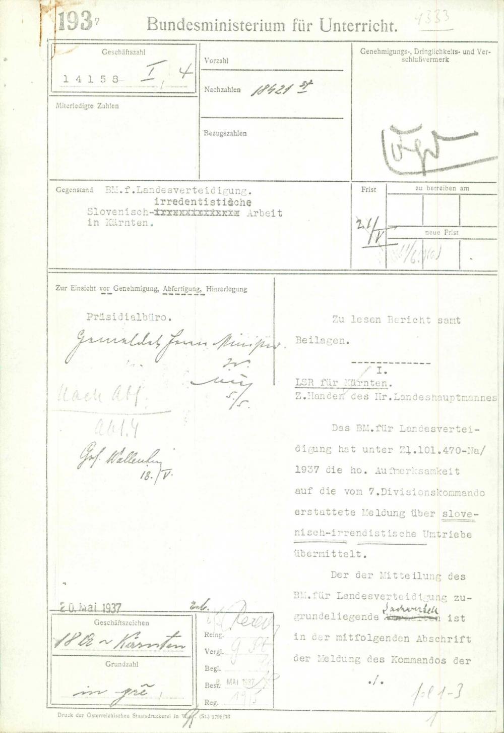 Slovenisch - irredentistische Arbeit in Kärnten