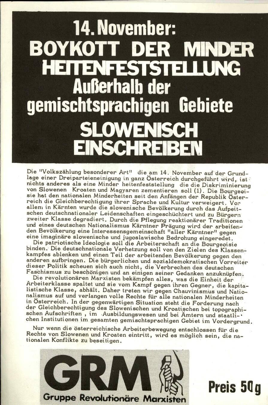 Boykot der Minderheitenfeststellung  auβerhalb der gemischtsprachigen Gebiete Slowenisch einschreiben