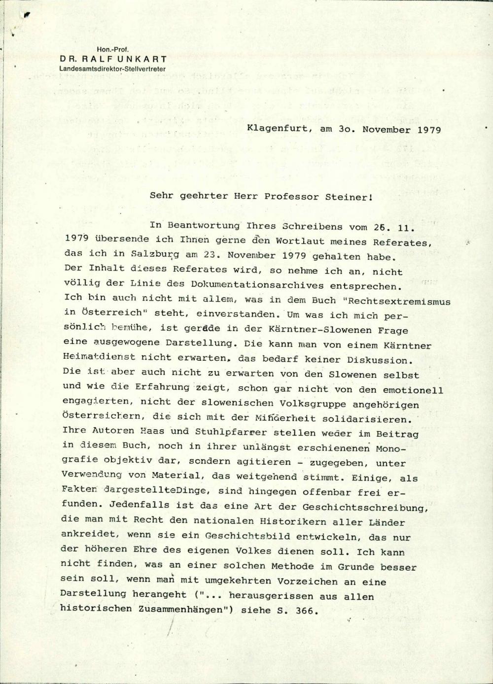 Dopis: Razmišljanje o vsebini knjige "Rechtsextremismus in Österreich"