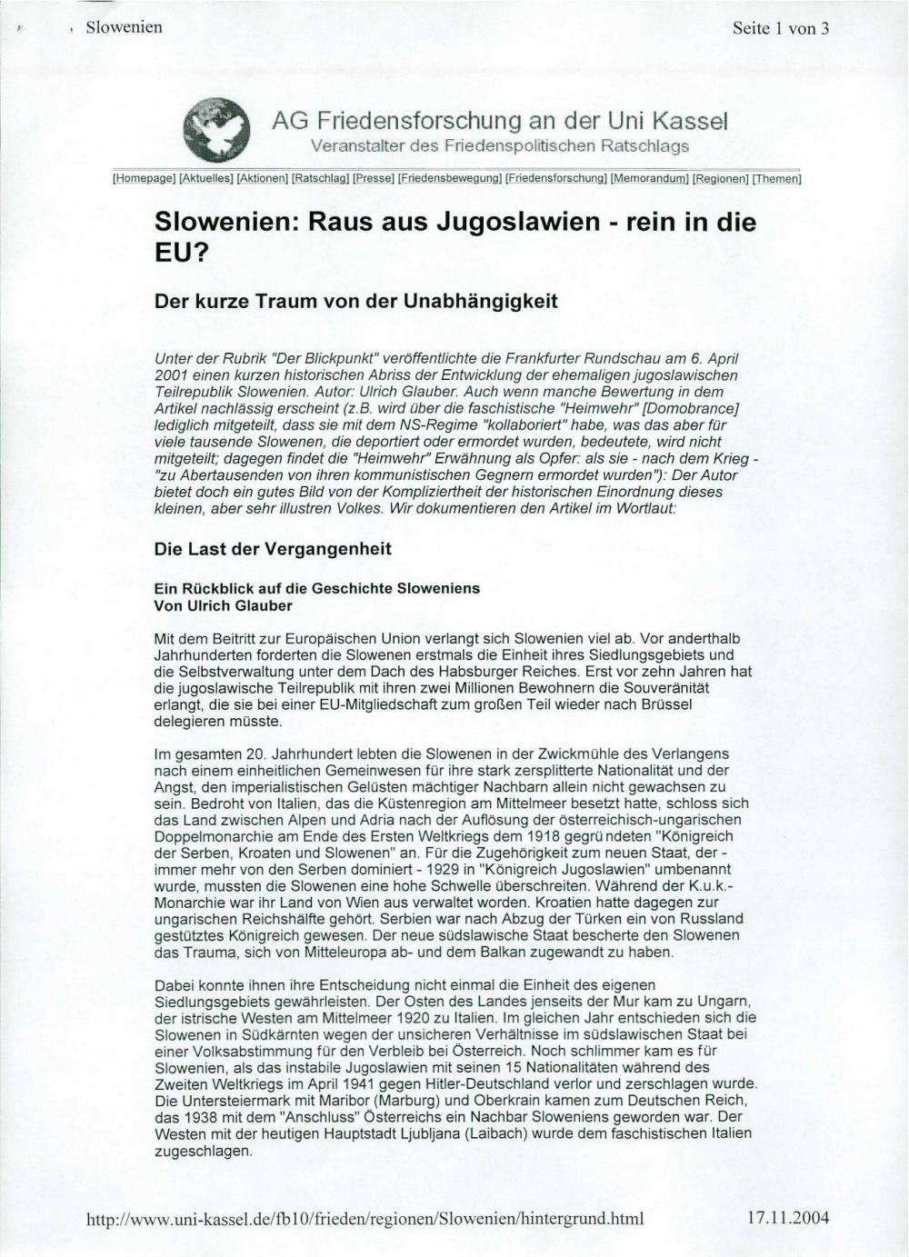 Slowenien: Raus aus Jugoslawien - rein in die EU?