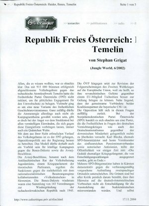Republik Freies Österreich: Temelin  - nosilna
