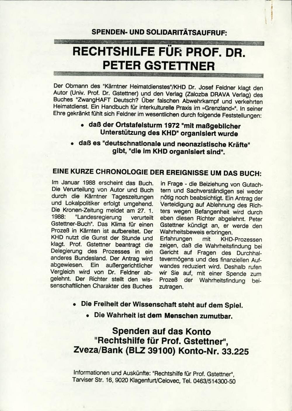 Spenden- und Solidaritätsaufruf: Rechtshilfe für Prof. Dr. Peter Gstettner