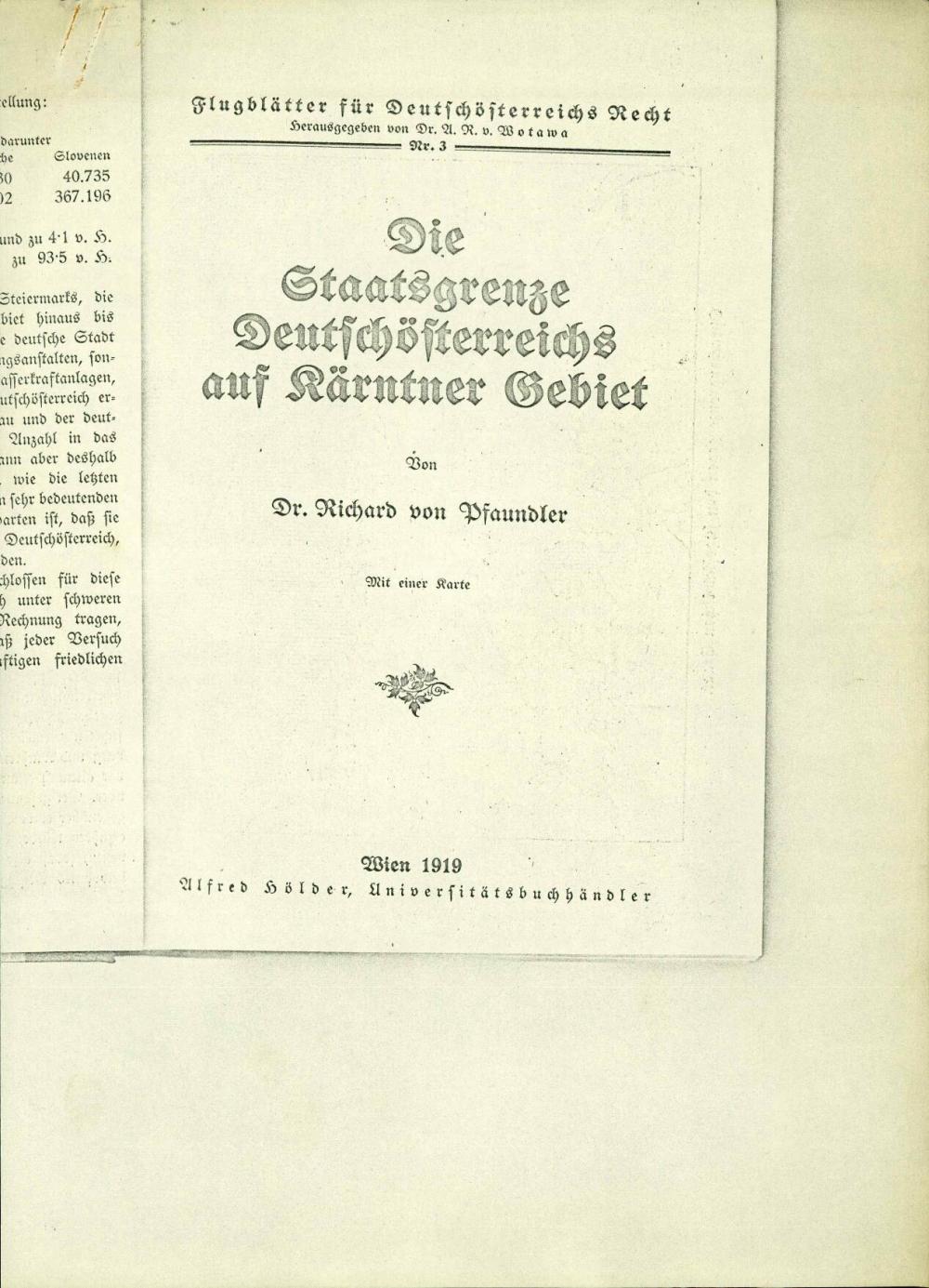 Die Staatsgrenze Deutschösterreichs auf Kärntner Gebiet