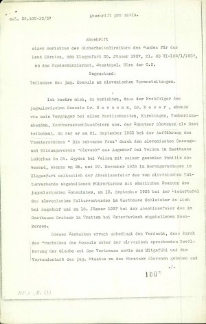 Dopis: Bericht des Sicherheitsdirektors ...  - nosilna