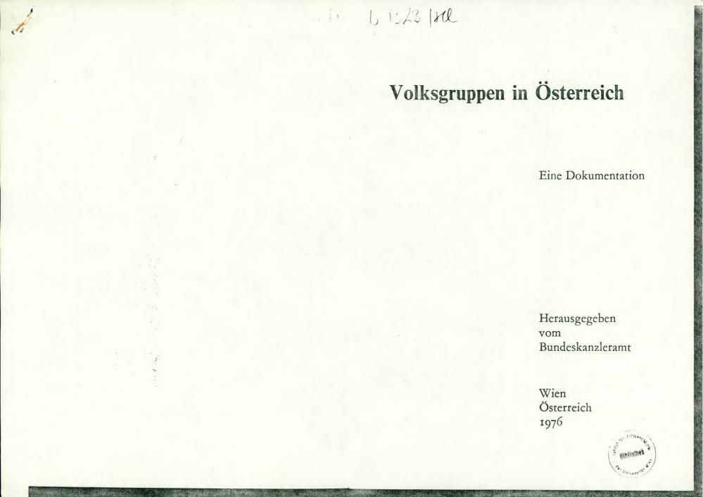 Volksgruppen in Österreich : eine Dokumentation