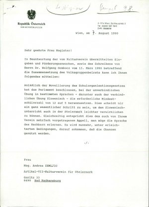 Dopis: Artikel-VII-Kulturverein für Stei...  - nosilna