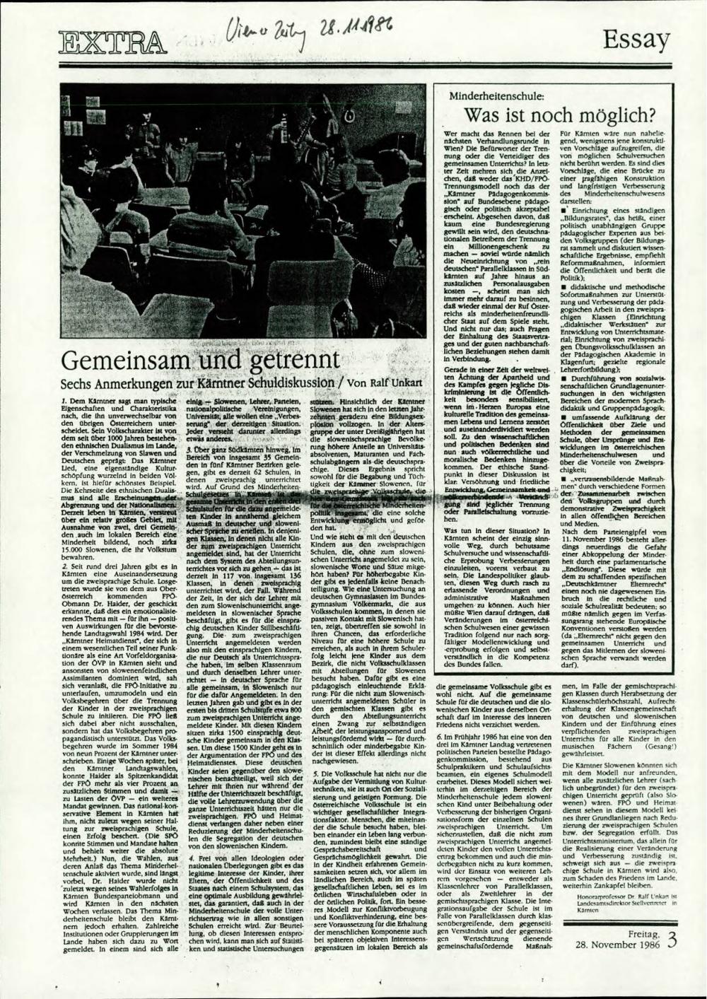 Gemeinsam und getrennt : Sechs Anmerkungen zur Kärntner Schuldiskussion