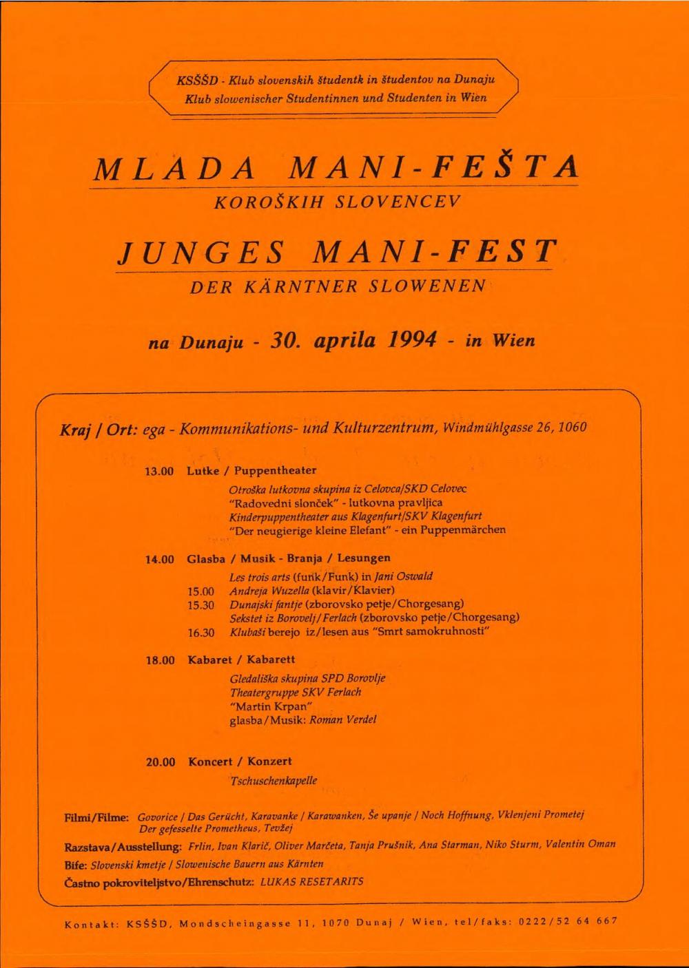 Mlada Mani-fešta koroških Slovencev / Ju... - nosilna