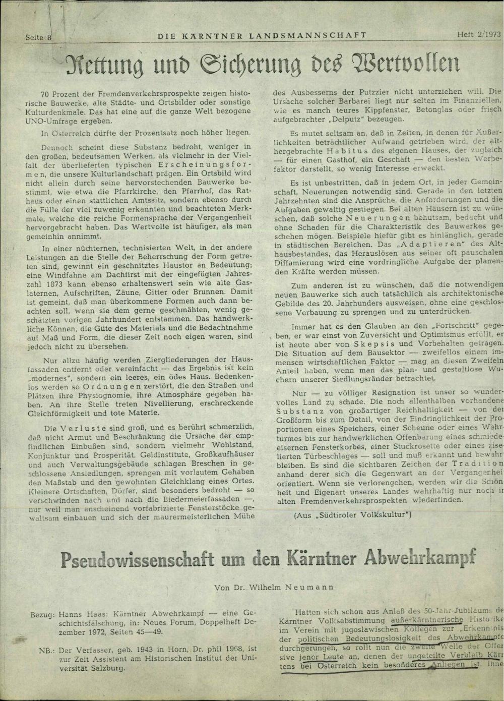 Pseudowissenschaft um den Kärntner Abwehrkampf