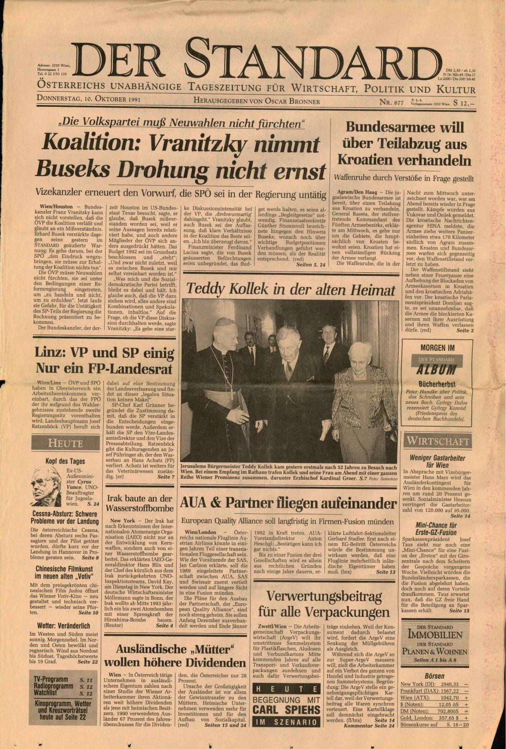 Bundesarmee will über Teilabzug aus Kroatien verhandeln / Armee: Kroaten sprengten selbst Präsidentensitz / Waffenruhe durch Verstöße in Frage gestellt / Feuerpause in Kroatien gibt Raum für verbale Schlammschlacht um Luftangriff auf Agram