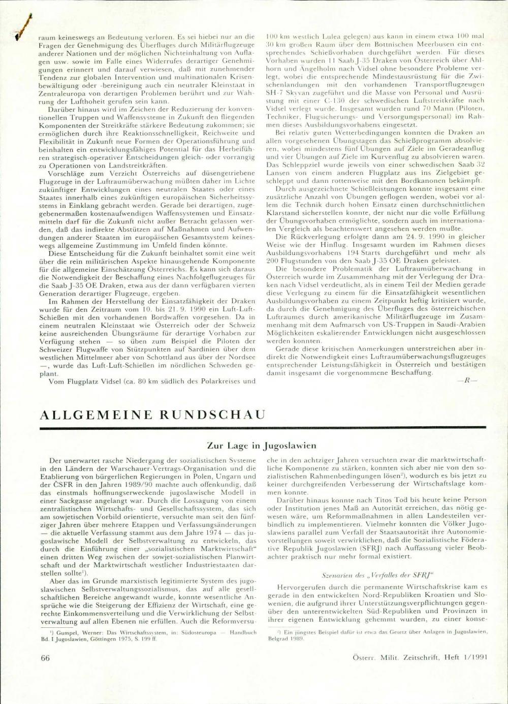 Zur Lage in Jugoslawien