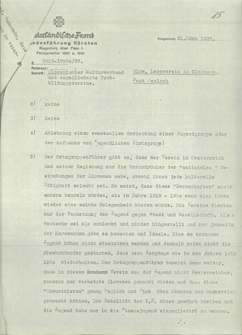 Poročilo: Slowenischer Leseverein in Glainach