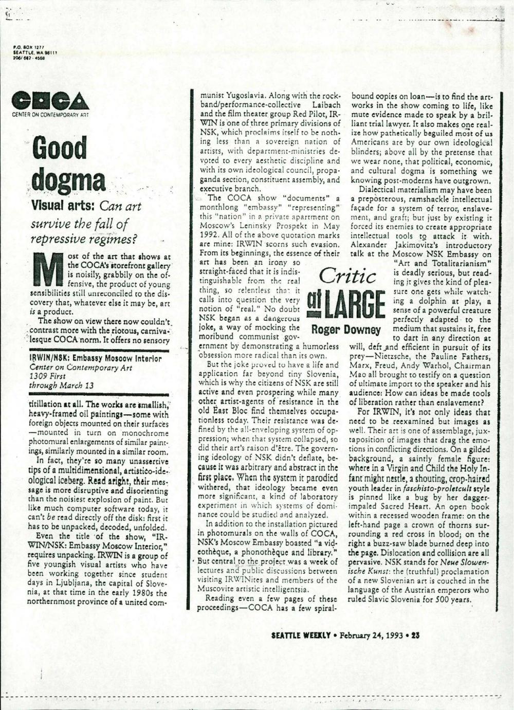Critic at large - nosilna