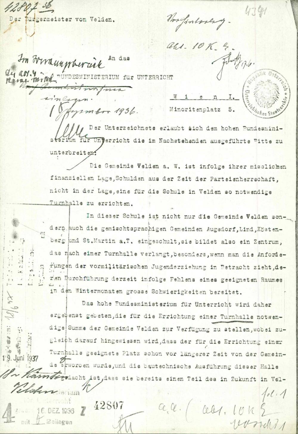 Dopis o pooblastilu glede zadolžitve kraja Vrba na Koroškem