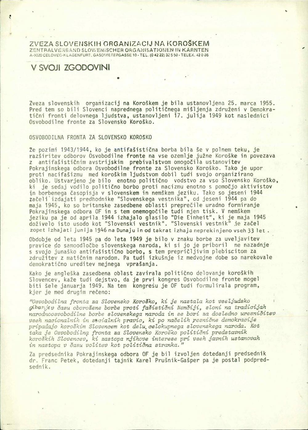 V svoji zgodovini / In seiner Geschichte