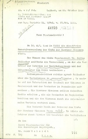 Dopis: Občni zbor Kluba koroških Slovenc...  - nosilna