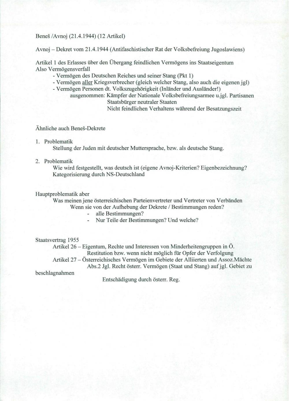 Avnoj - Dekret vom 21.4.1944 (Antifaschistischer Rat der Volksbefreiung Jugoslawiens)