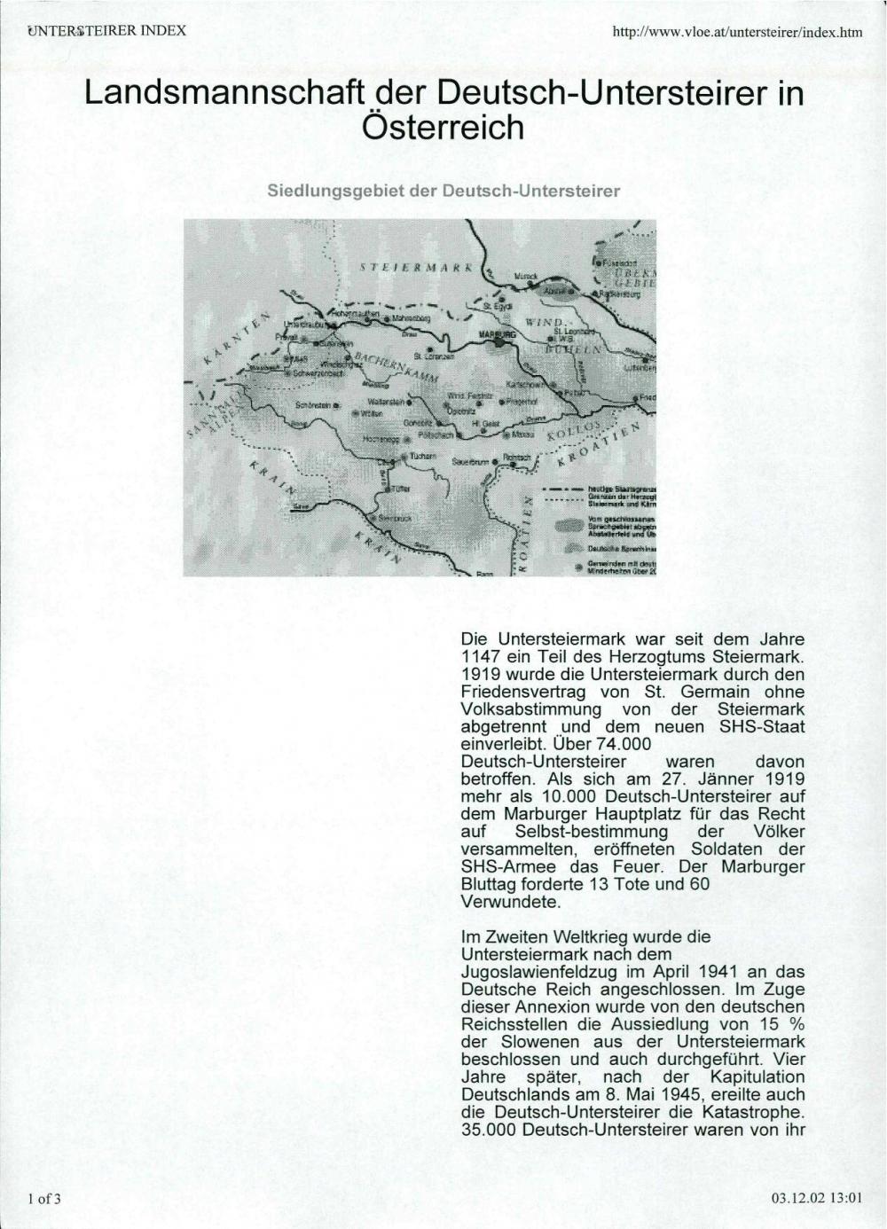 Siedlungsgebiet der Deutsch-Untersteirer