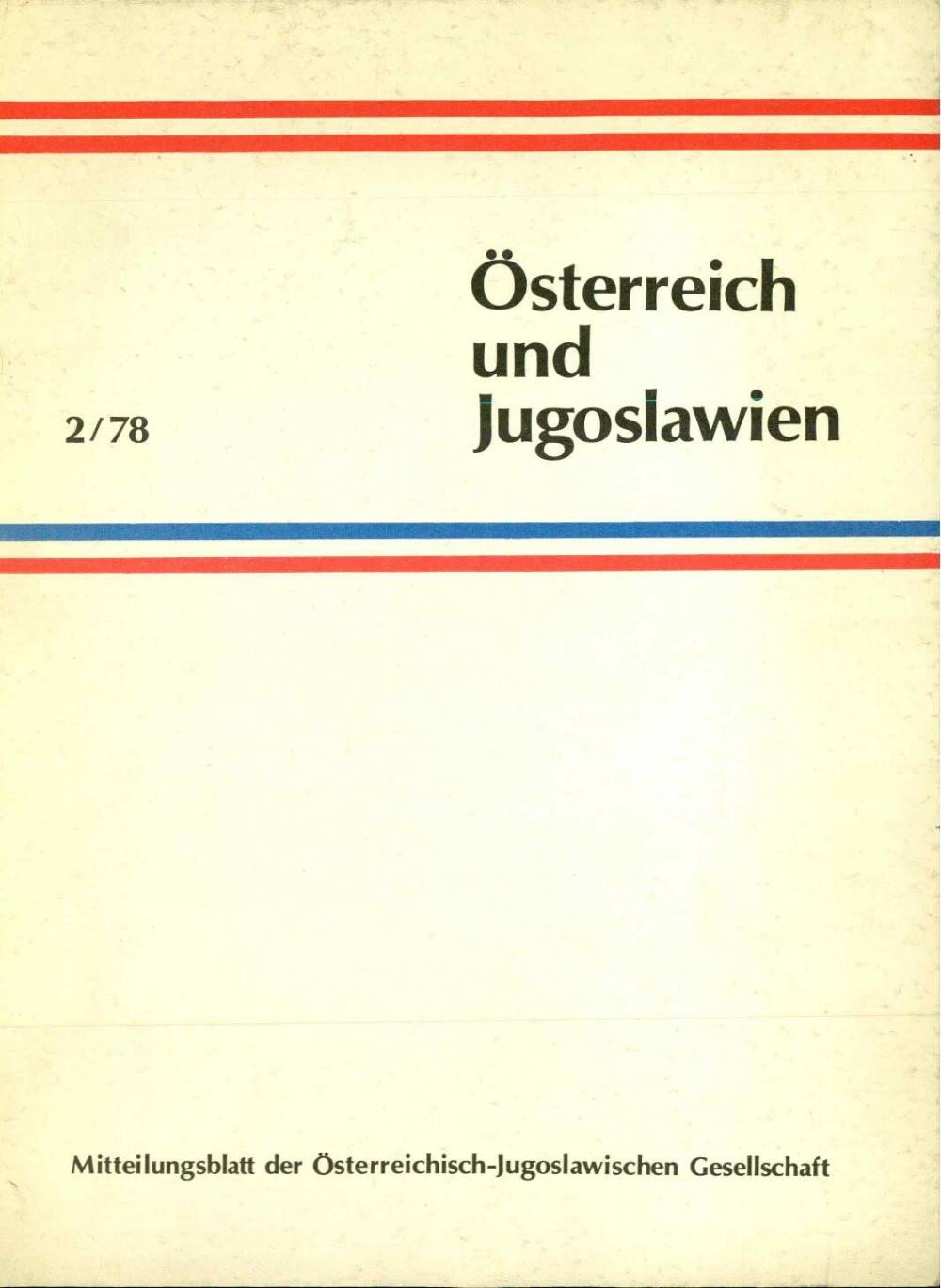Österreich und Jugoslawien : Mitteilungsblatt  der Österreichisch-Jugoslawischen Gesellschaft, Nr. 2