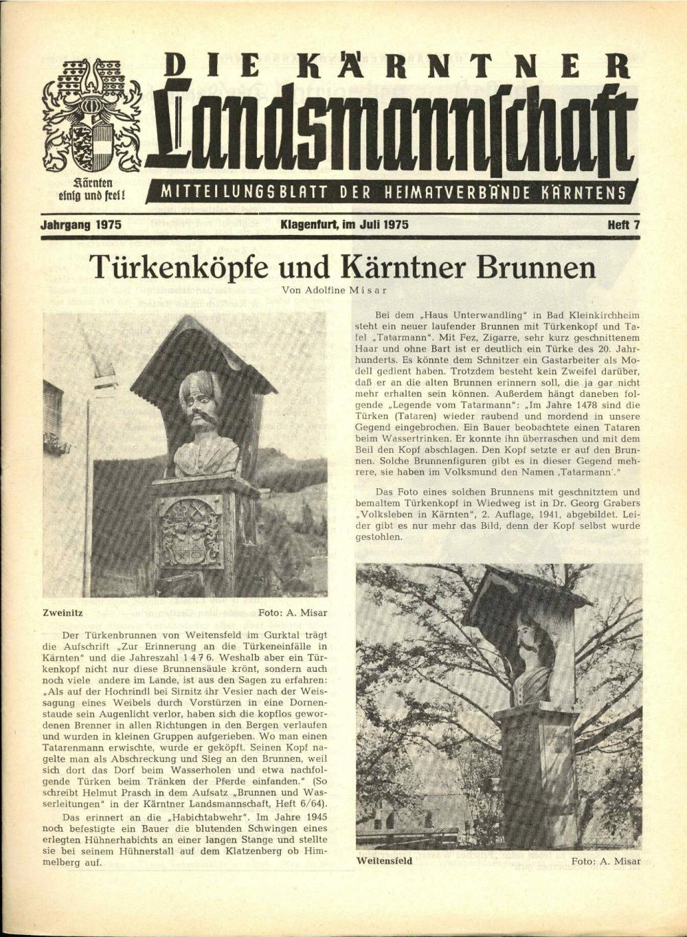 Die Kärntner Landsmannschaft, julij 1975