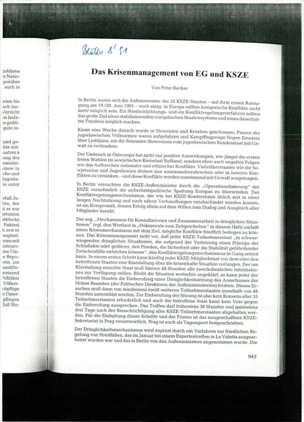 Das Krisenmanagement von EG und KSZE - nosilna
