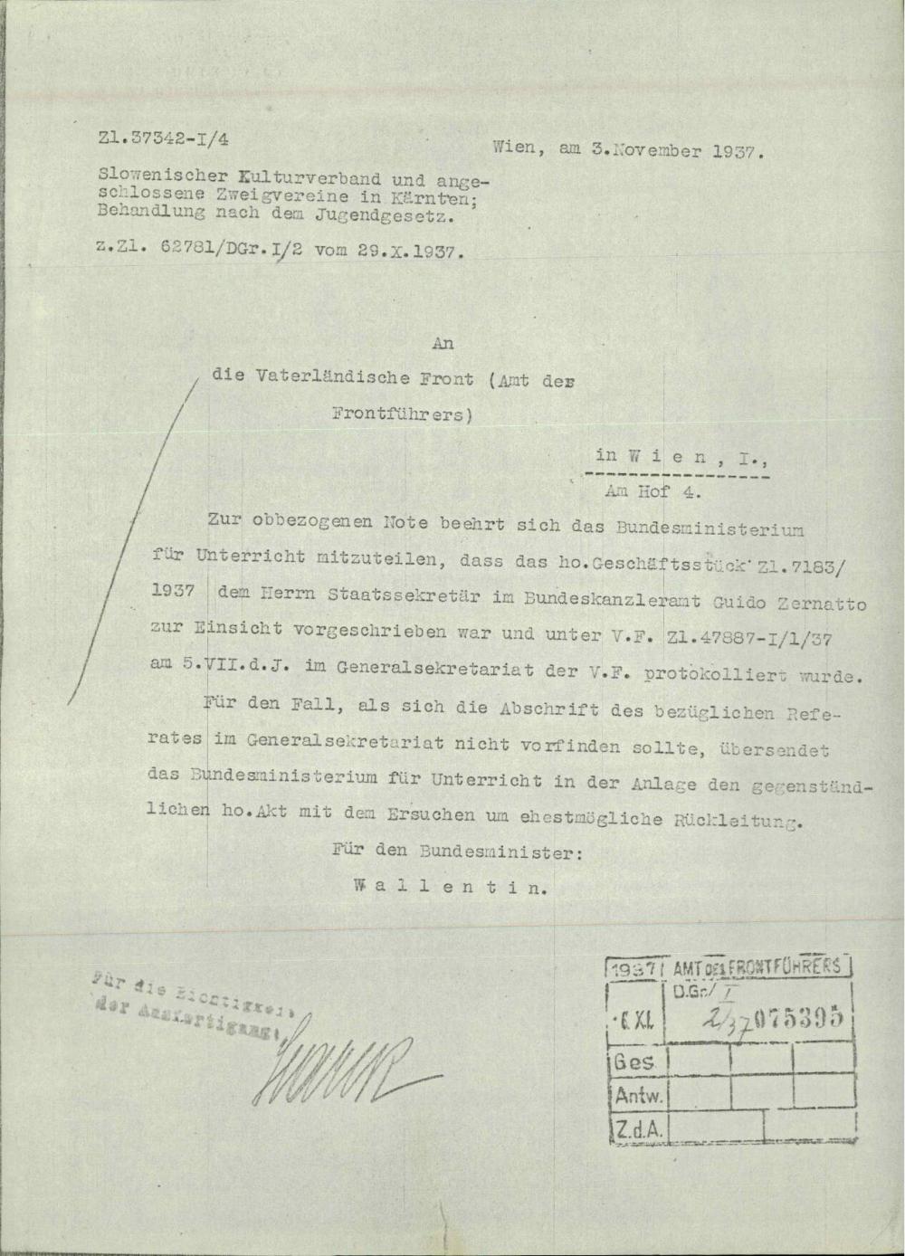 Dopis: Slowenischer Kulturverband und an... - nosilna