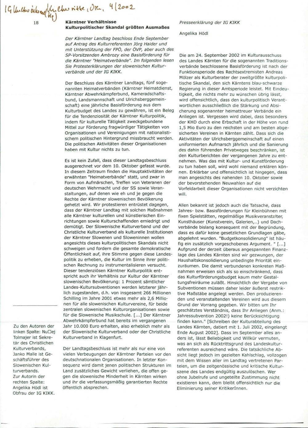 Kärntner Verhältnisse: Kulturpolitischer Skandal größten Ausmaßes