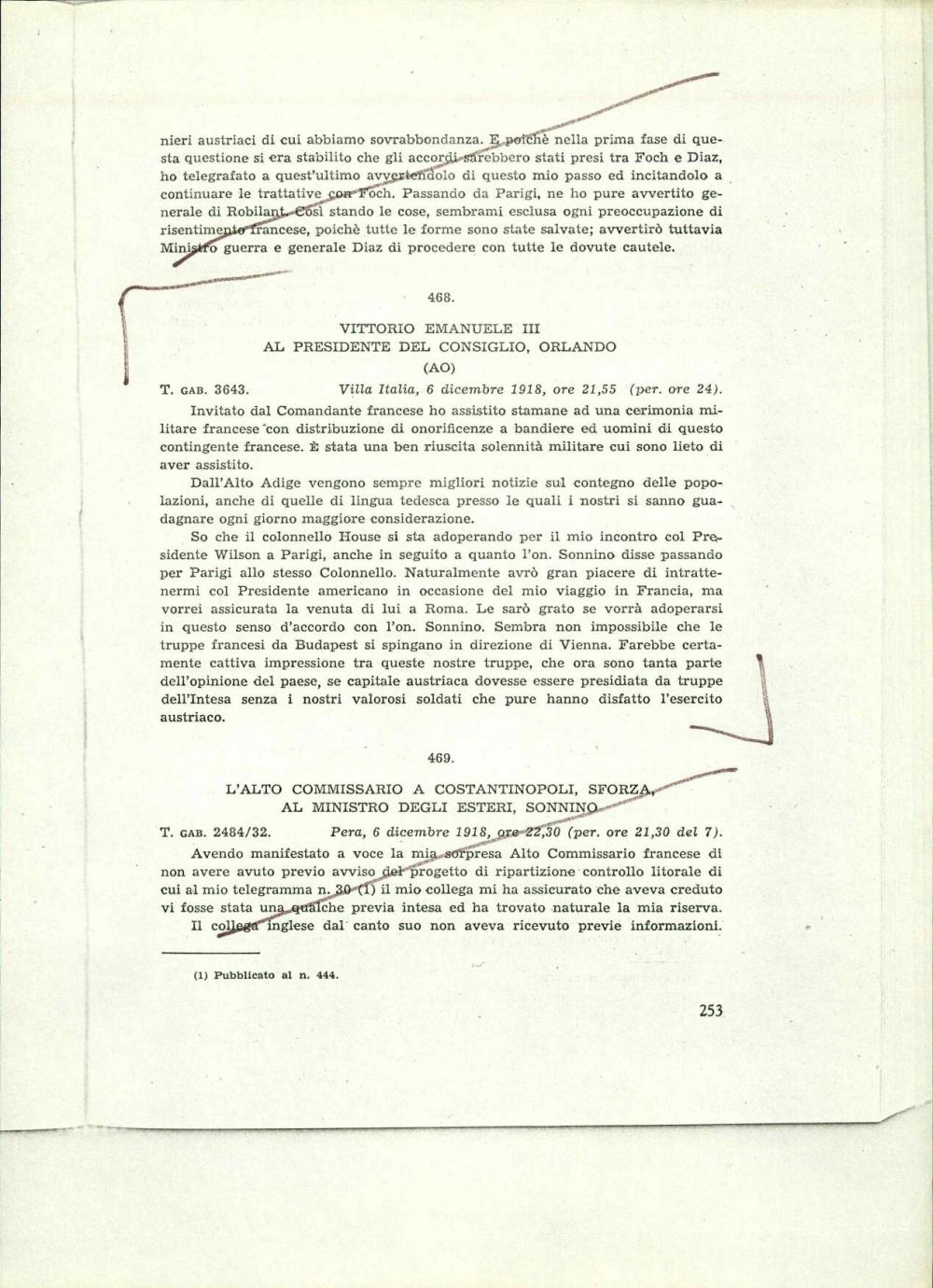 Vittorio Emanuele III al presidente del consiglio, Orlando