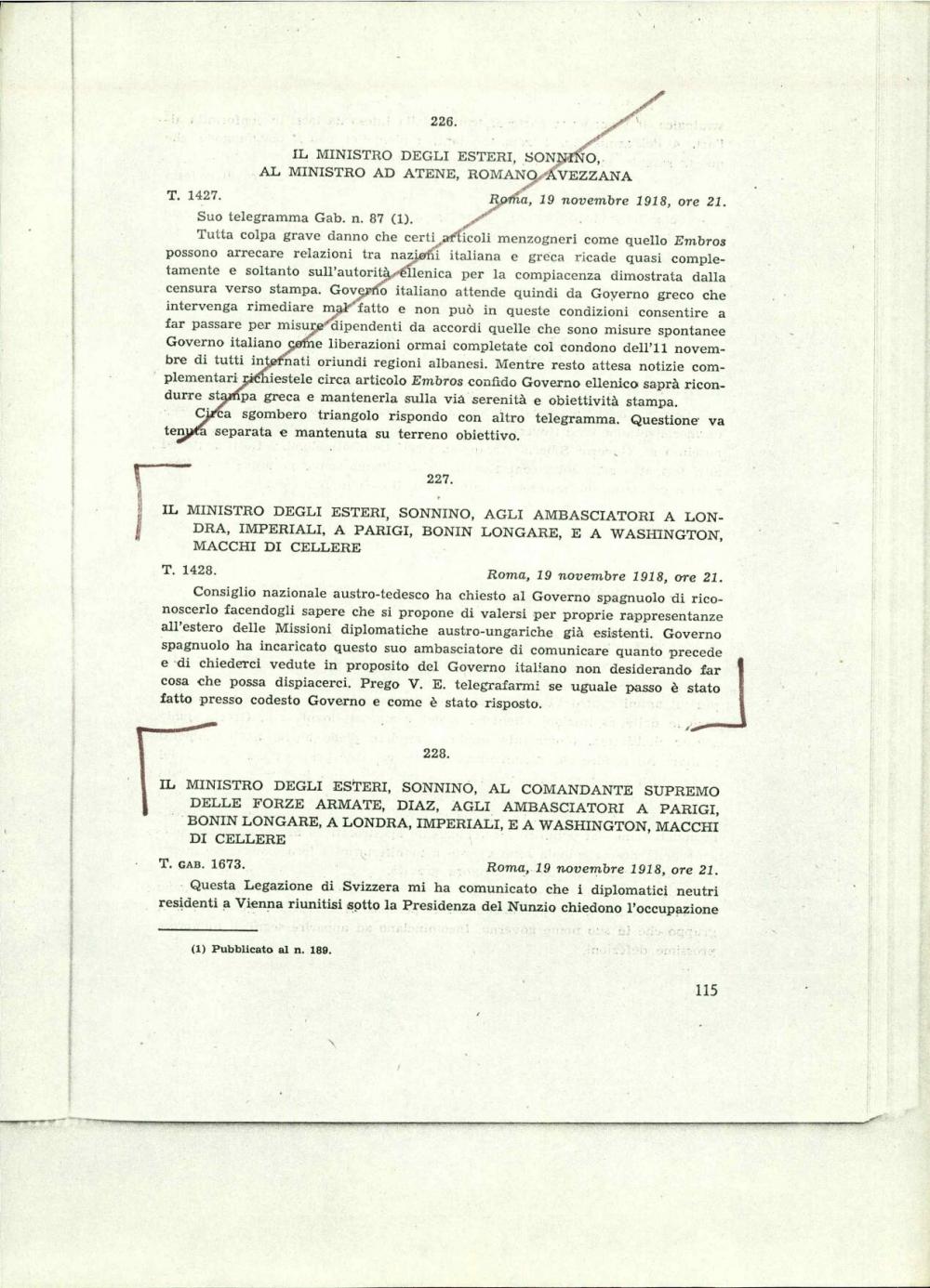 Il ministro degli esteri, Sonnino, agli ... - nosilna