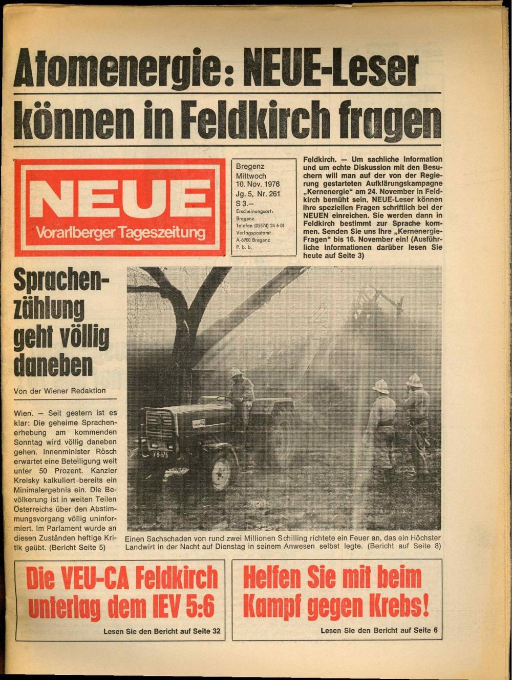 Neue Vorarlberger Tageszeitung, Nr. 261