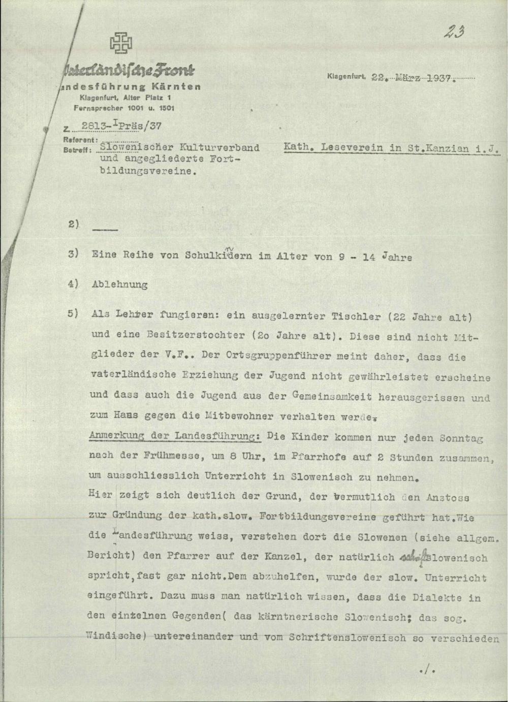 Poročilo: Katholisches Leseverein in St. Kanzian i. J.
