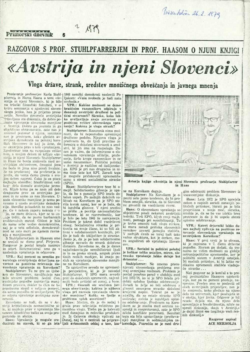 Razgovor s prof. Stuhlpfarrerjem in prof... - nosilna